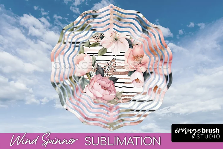 Pink Flowers Wind Spinner - Summer Wind Spinner Sublimation