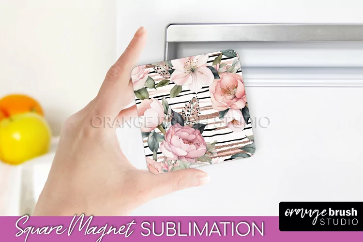 Pink Flowers Magnet Sublimation - Watercolor Magnet Design