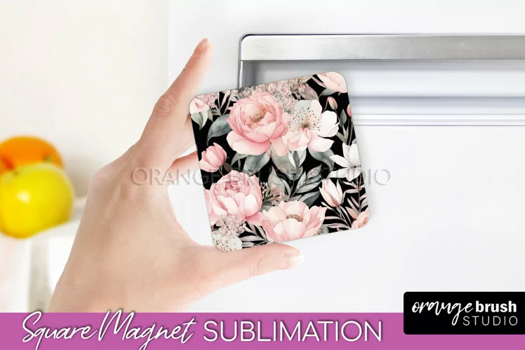 Pink Flowers Magnet Sublimation - Watercolor Magnet Design