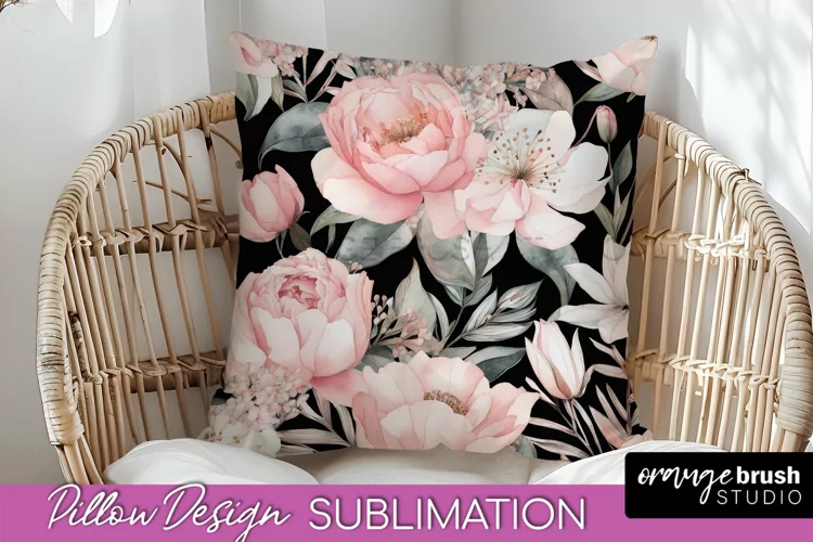 Watercolor Flowers Pillow Cover - Summer Pillow Sublimation