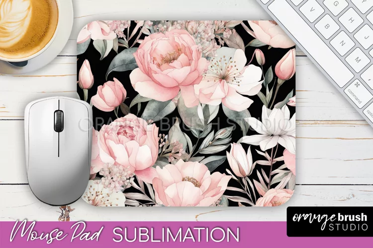 Floral Mouse Pad PNG - Pink Flowers Mousepad Sublimation