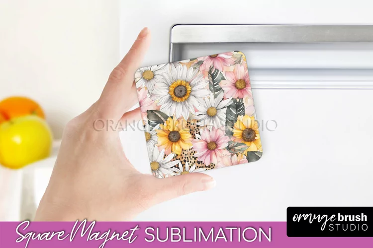 Pink Flowers Magnet Sublimation - Watercolor Magnet Design