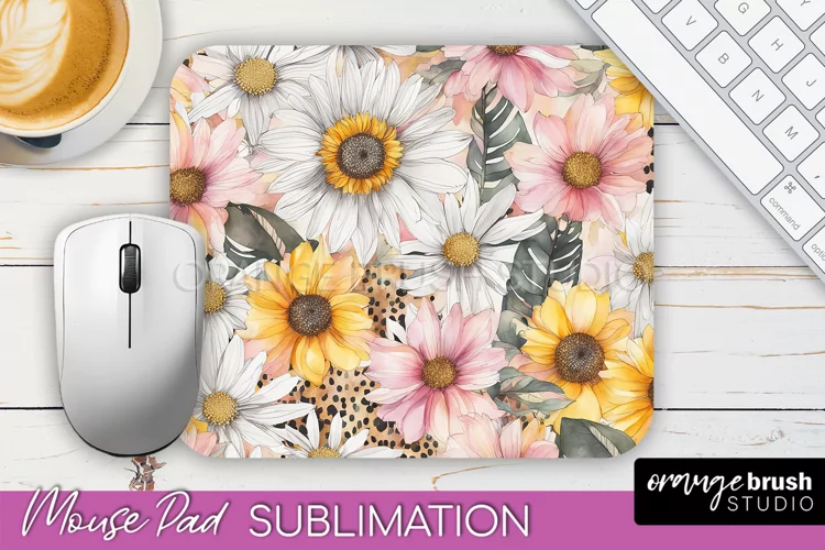 Floral Mouse Pad PNG - Pink Flowers Mousepad Sublimation