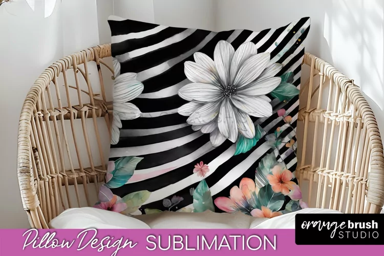 Watercolor Flowers Pillow Cover - Summer Pillow Sublimation