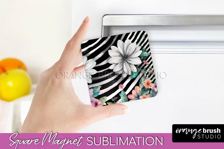 Pink Flowers Magnet Sublimation - Watercolor Magnet Design