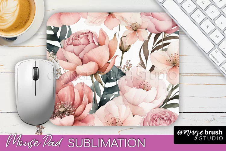 Floral Mouse Pad PNG - Pink Flowers Mousepad Sublimation