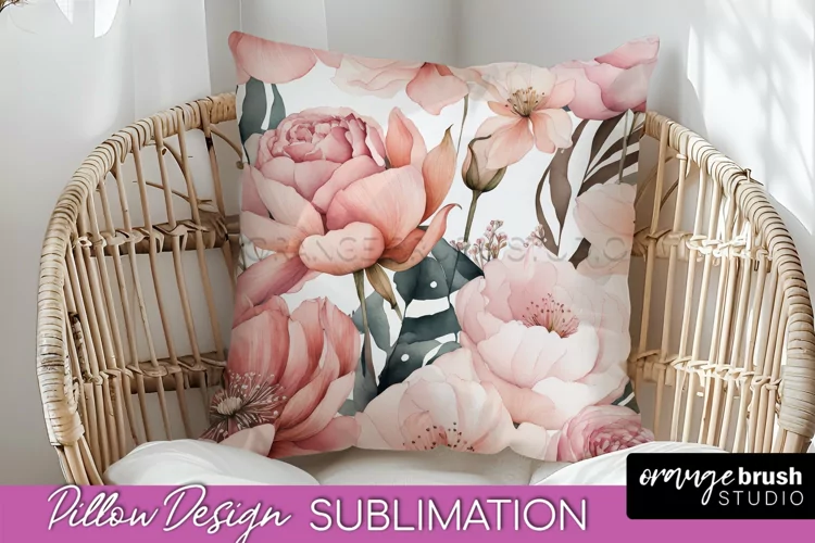 Watercolor Flowers Pillow Cover - Summer Pillow Sublimation