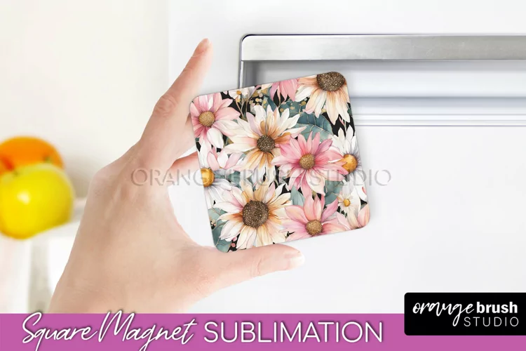 Pink Flowers Magnet Sublimation - Watercolor Magnet Design