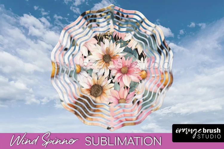 Pink Flowers Wind Spinner - Summer Wind Spinner Sublimation
