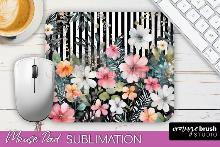 Floral Mouse Pad PNG - Pink Flowers Mousepad Sublimation
