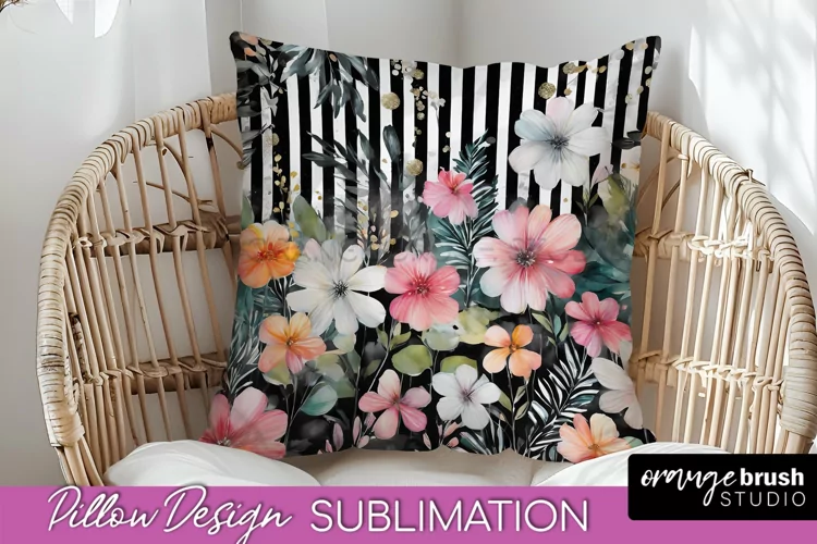 Watercolor Flowers Pillow Cover - Summer Pillow Sublimation