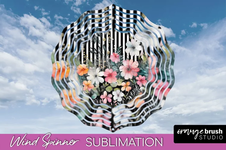 Pink Flowers Wind Spinner - Summer Wind Spinner Sublimation