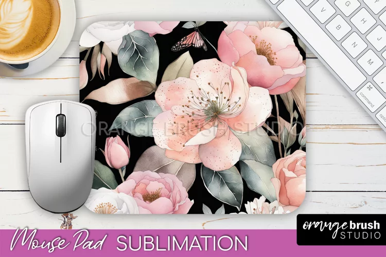 Floral Mouse Pad PNG - Pink Flowers Mousepad Sublimation
