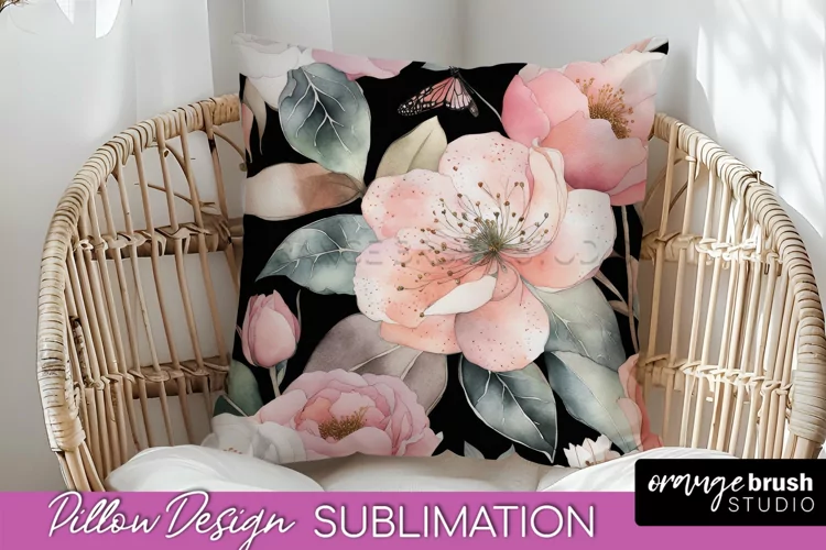 Watercolor Flowers Pillow Cover - Summer Pillow Sublimation