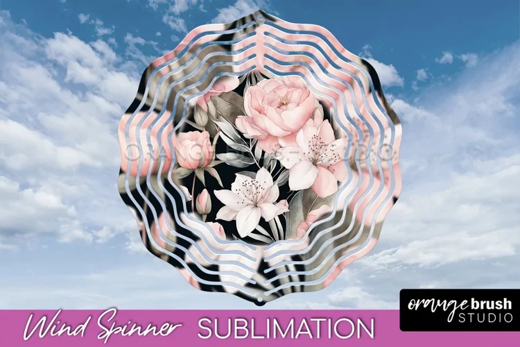 Pink Flowers Wind Spinner - Summer Wind Spinner Sublimation