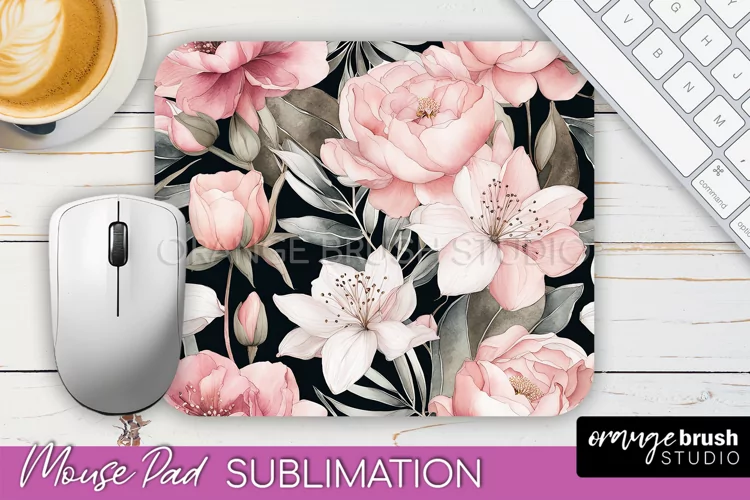 Floral Mouse Pad PNG - Pink Flowers Mousepad Sublimation
