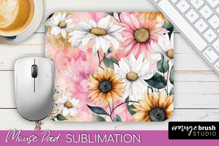Floral Mouse Pad PNG - Pink Flowers Mousepad Sublimation