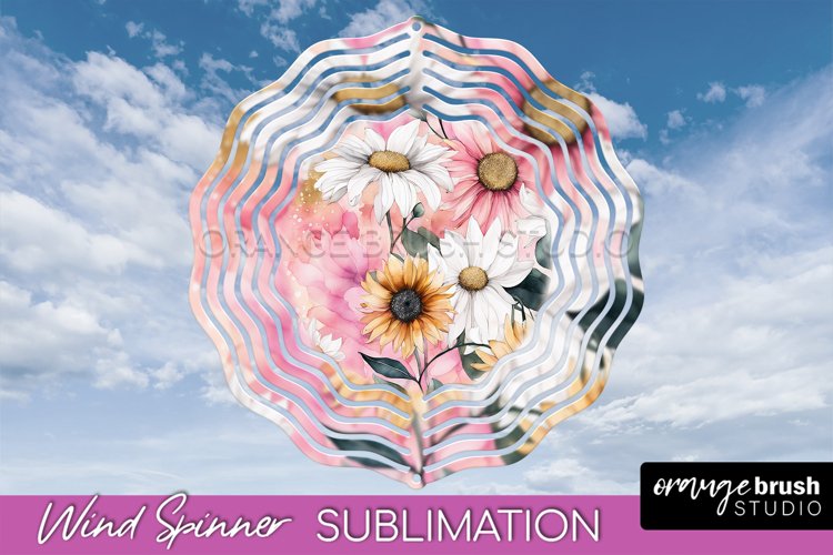 Pink Flowers Wind Spinner - Summer Wind Spinner Sublimation