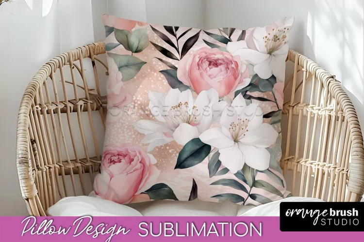Watercolor Flowers Pillow Cover - Summer Pillow Sublimation