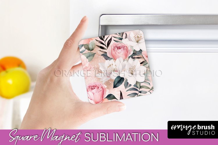 Pink Flowers Magnet Sublimation - Watercolor Magnet Design