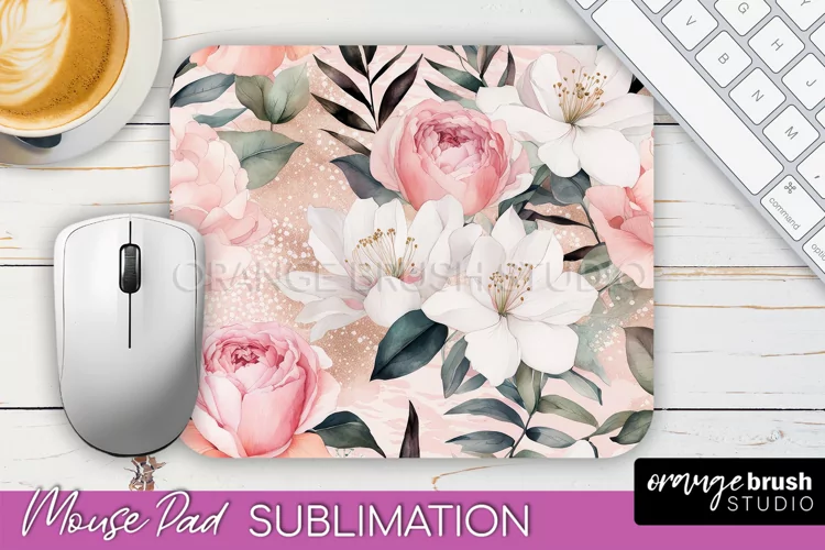 Floral Mouse Pad PNG - Pink Flowers Mousepad Sublimation