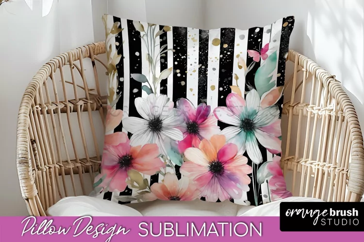 Watercolor Flowers Pillow Cover - Summer Pillow Sublimation