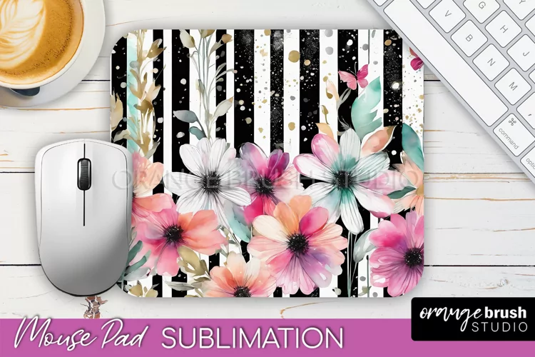 Floral Mouse Pad PNG - Pink Flowers Mousepad Sublimation