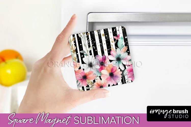 Pink Flowers Magnet Sublimation - Watercolor Magnet Design