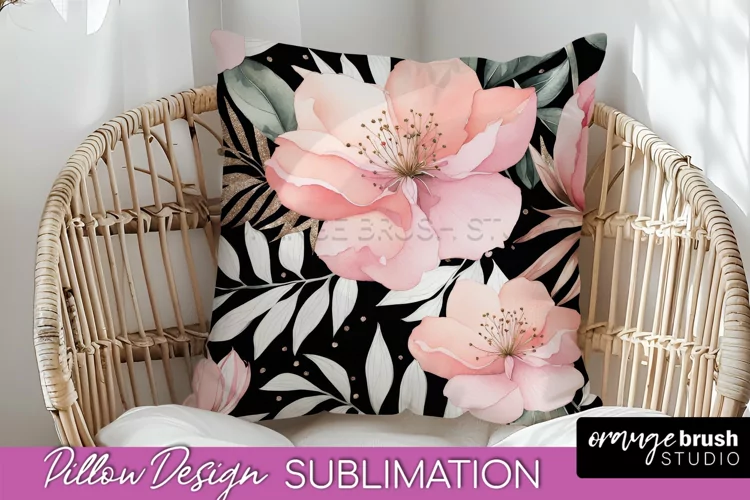 Watercolor Flowers Pillow Cover - Summer Pillow Sublimation