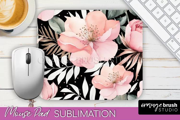 Floral Mouse Pad PNG - Pink Flowers Mousepad Sublimation