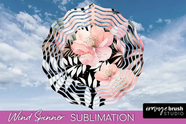 Pink Flowers Wind Spinner - Summer Wind Spinner Sublimation