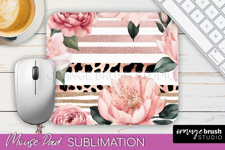 Floral Mouse Pad PNG - Pink Flowers Mousepad Sublimation
