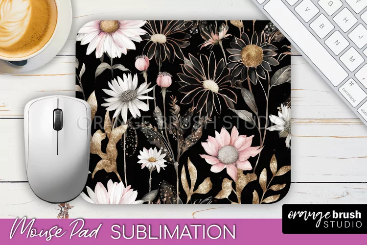 Floral Mouse Pad PNG - Pink Flowers Mousepad Sublimation
