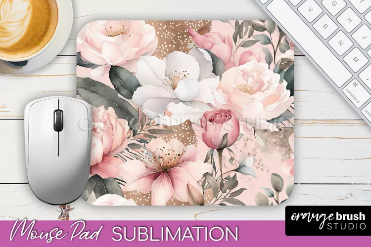 Floral Mouse Pad PNG - Pink Flowers Mousepad Sublimation