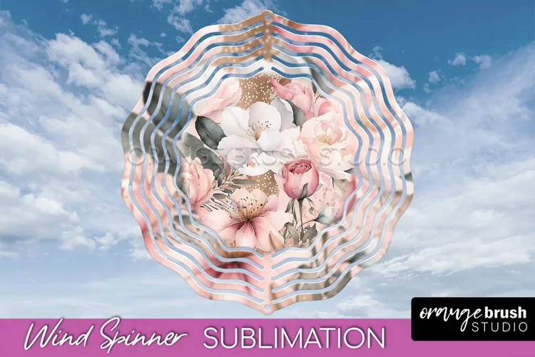 Pink Flowers Wind Spinner - Summer Wind Spinner Sublimation