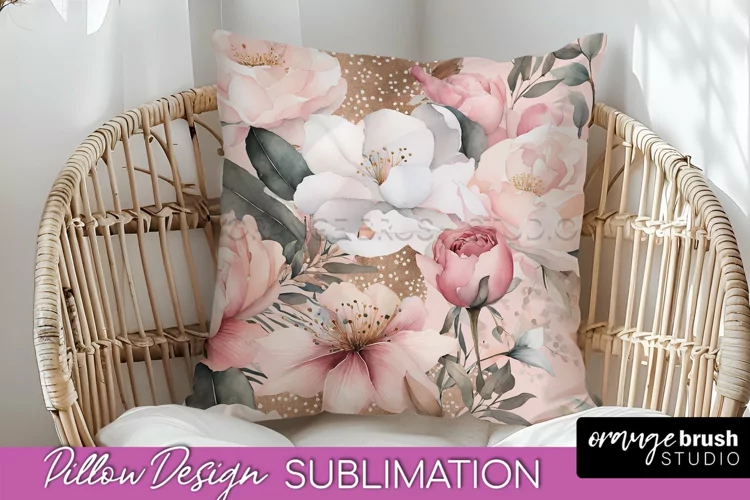 Watercolor Flowers Pillow Cover - Summer Pillow Sublimation