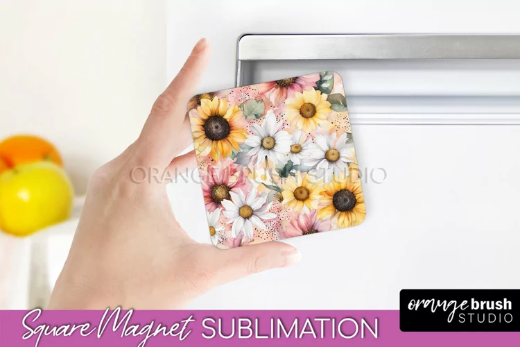 Pink Flowers Magnet Sublimation - Watercolor Magnet Design