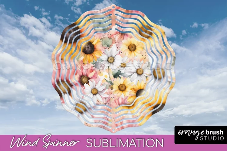 Pink Flowers Wind Spinner - Summer Wind Spinner Sublimation