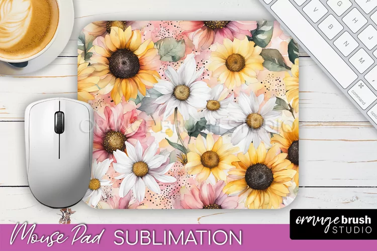 Floral Mouse Pad PNG - Pink Flowers Mousepad Sublimation