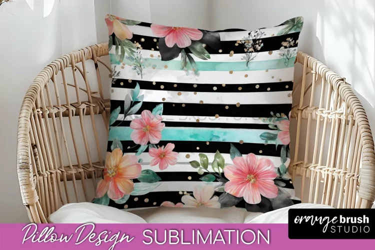 Watercolor Flowers Pillow Cover - Summer Pillow Sublimation