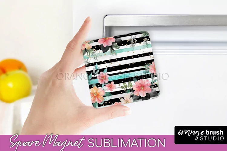 Pink Flowers Magnet Sublimation - Watercolor Magnet Design
