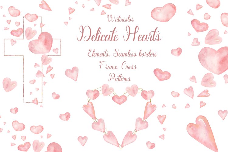 Watercolor Delicate Hearts Set