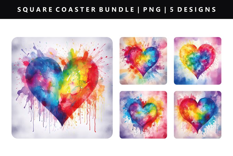 Heart Square Coaster Design | Square Coaster PNG
