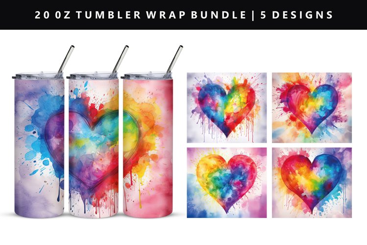 Heart 20oz Tumbler Wrap | Sublimation PNG Design