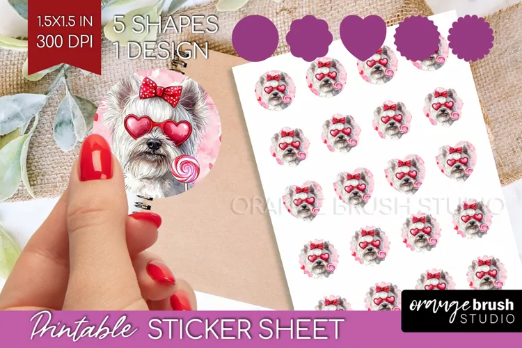 West Highland Terrier Valentine Round Sticker Valentines Day