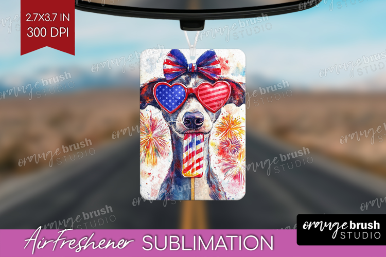Whippet Dog Air Freshener PNG 4th Of July PNG Sublimation