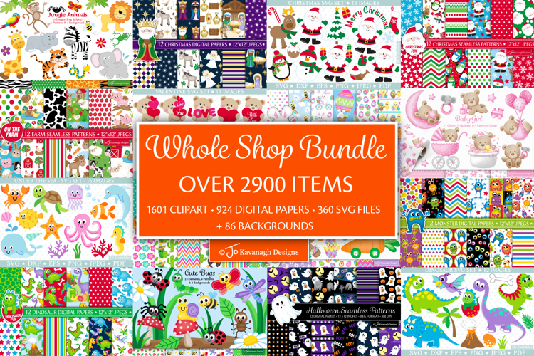 Whole Shop Bundle - OVER 2900 ITEMS - Clipart - Svg - Papers