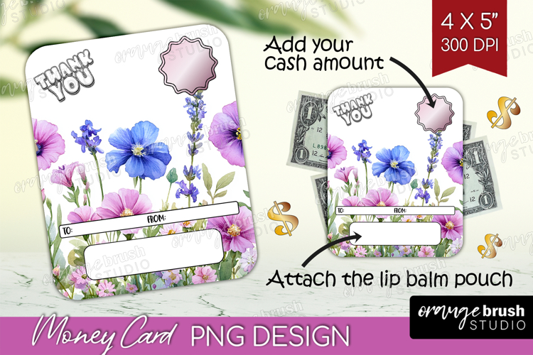 Thank You Money Card PNG - Wildflowers Money Card Holder