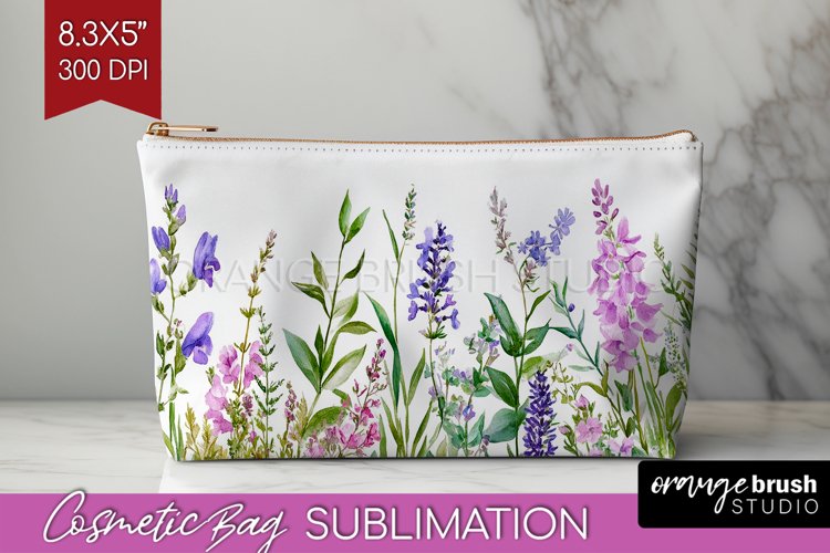 Wildflowers Cosmetic Bag - Watercolor Flowers Makeup Bag PNG
