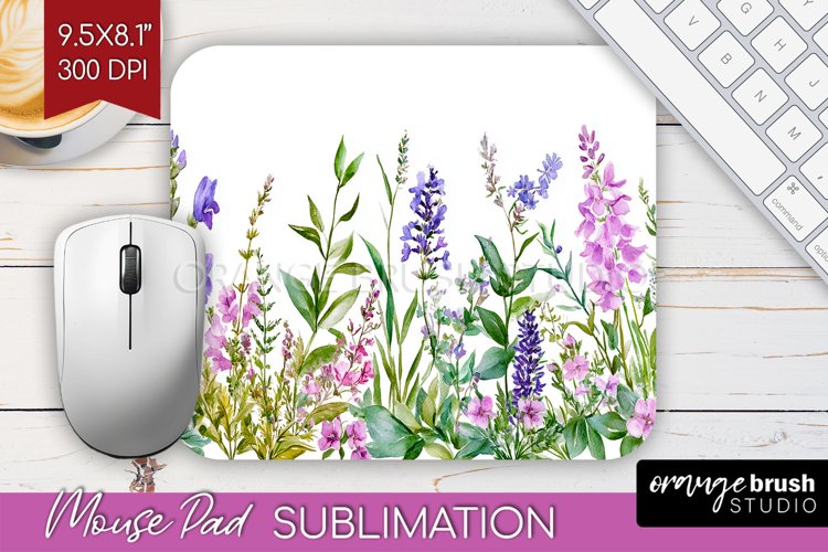 Wildflowers Mouse Pad Sublimation - Watercolor Flowers PNG